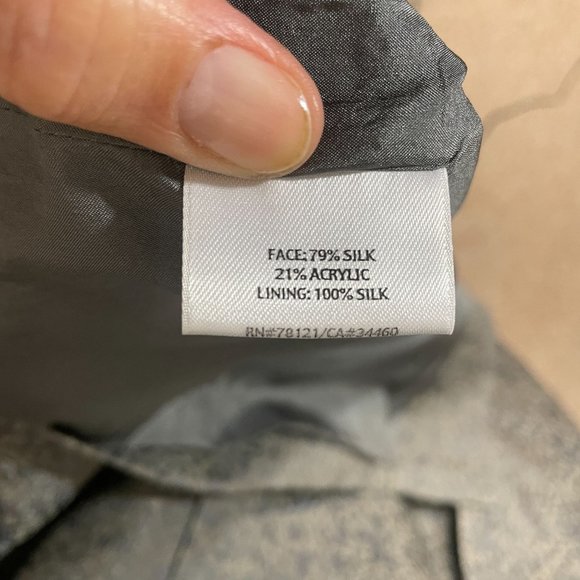 Eileen Fisher Womens Button Blazer Kimono Long Coat Gray Textured Print Sz Large - Picture 7 of 9